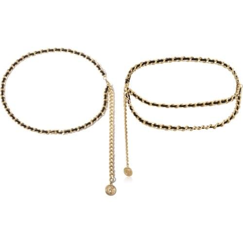 Retro Multi-layer Exaggerated Waist Chain Women Dress Coin Pendant Streetwear Metal Simple Pants Belt Chain Clothing Accessories