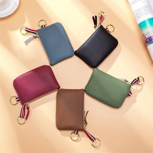 Soft Coin Purse Lady’s Mini Change Purse Concise Multifunctional Super Thin Wallet GENUINE Leather Key Purse Wallet F1056