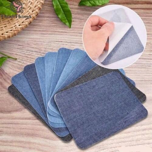 ThinkThings 5/16/20/24pcs DIY Denim Patches Fabric for Clothing Jeans Self Adhesive Iron On Repair DIY Sewing Fabric