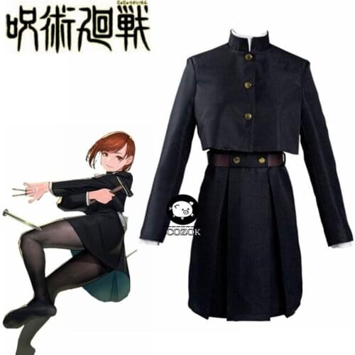 2020 New Anime Jujutsu Kaisen Kugisaki Nobara Cosplay Black Dress School Uniform Outfits Halloween Christmas Costumes