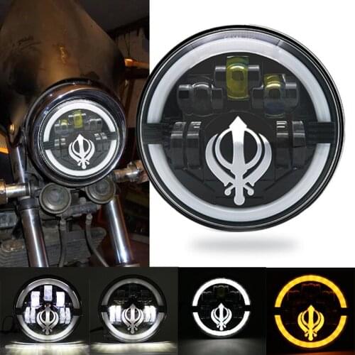 New 7 Inch Round Motorcycle Projector MOTO LED 7" Headlight With Halo&DRL&Turn Light For Street Glide Softail Cafe Racer Chopper