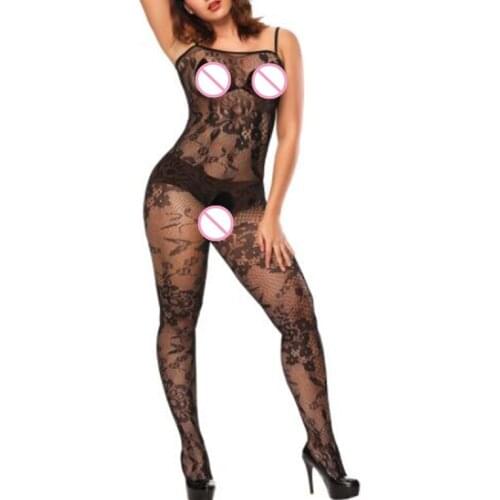 NEW Sun Flower Jumpsuit Lady Sling Pajamas Female Bodysuits Sexy Underwear Crotchless Plus Size Lingerie Women Body Stockings