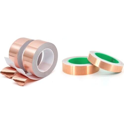 Meters Single Side Conductive Copper Foil Tape Strip Adhesive Shielding Heat Resist Tape Practical Electrical Copper Foil