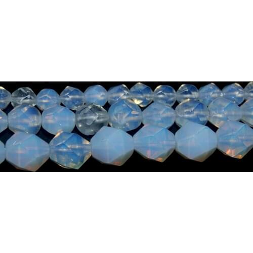 Wholesale Natural Stone Beads Faceted White Opal Stone Round Beads For Making Jewelry 6/8/10 MM Beads Diy Bracelet Necklace