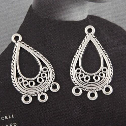 20pcs Silver Color Chandelier Charms Connector Pendant For DIY Handmade Jewelry Making Accessorie 27x15mm