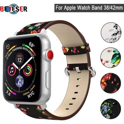 Strap for apple watch bands 4/5 38MM 42MM 40MM 44MM leather watchband For i watch series 3/2/1 Band with link Watch Accessories