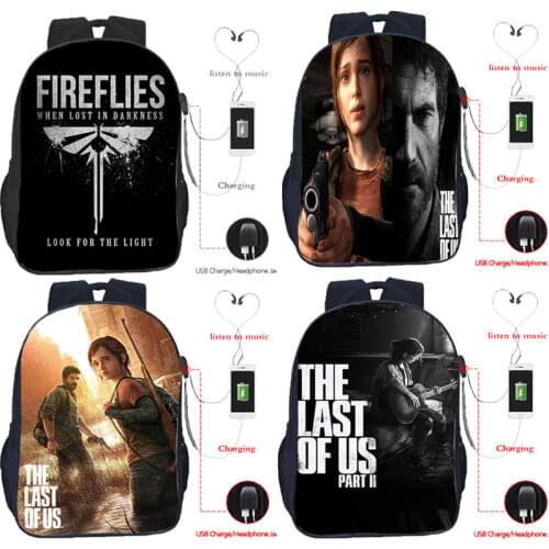 Ellie Joel The Last of Us Part II USB Charge Backpack Students Teenager School Bag Men Rucksack Travel Bagpack Bookbag Mochila