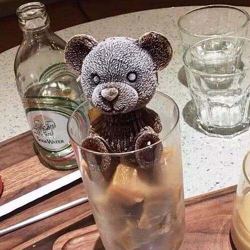 3D Ice Cube Maker Little Teddy Bear Shape Chocolate Cake Mould Tray Ice Cream DIY Tool Whiskey Wine Cocktail Silicone Mold Hot