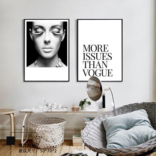 Scandinavian Black White Eyelash Fashion Canvas Painting Wall Art Nordic Posters and Prints Wall Pictures for Living Room Decor