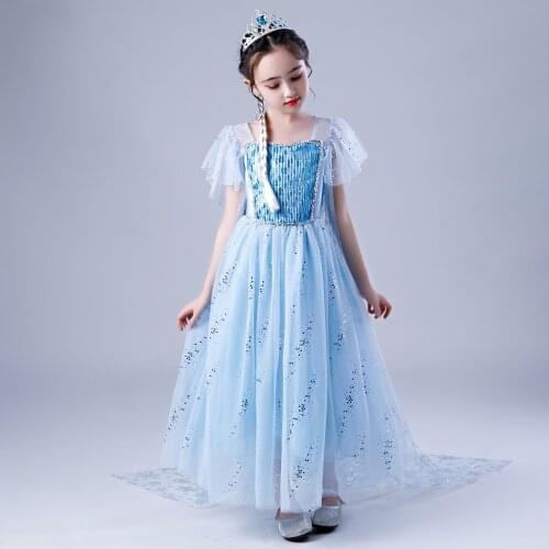 Snow queen2 girls Elsa and Anna princess dress halloween birthday princess costume princess cosplay Christmas holiday dress