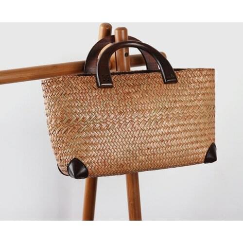 Handmade Straw Woven Womens Bag Cheap Womens Bags Household Clothes Storage Bag Womens Travel Tote Bags Chinese Cosmetic Bag