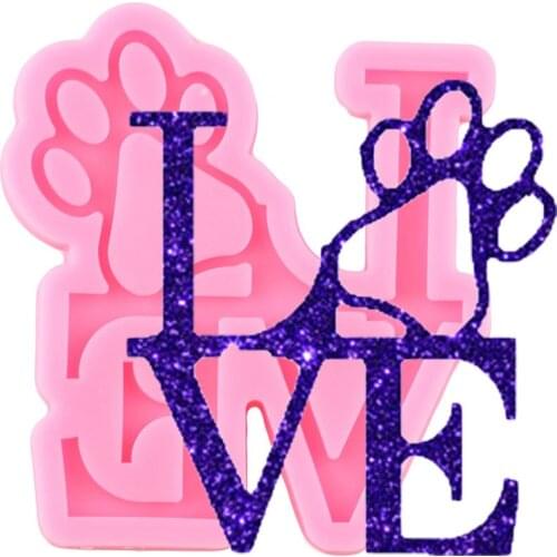 Super Glossy Love with Paw Silicone Mold DIY Charms Necklace Jewelry Making Pendant Molds Crafting Keychain Resin Epoxy Mould