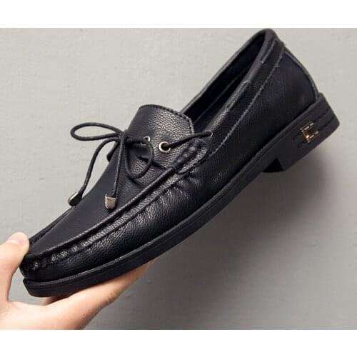 Big Size 47 Genuine Leather Men Casual Shoes Luxury Brand Mens Loafers Moccasins Breathable Slip on Black Driving Shoes