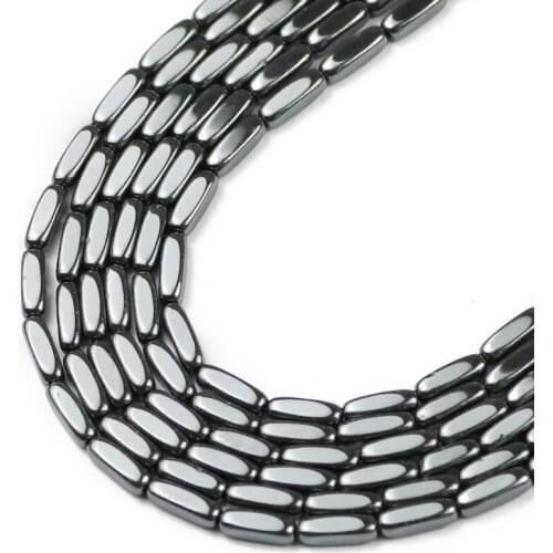 UPGFNK Cuboid shape Black Hematite Natural Stone 8x2mm square Loose spacer beads For Jewelry making DIY bracelets Accessories