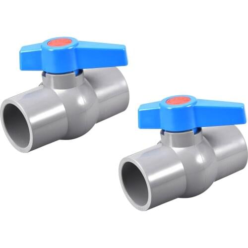 Uxcell Ball Valve, 1" Slip PVC Socket End Valve for Aquarium Setup, Sump Pump, Pool, Garden Sprinkler Gray Blue 2Pcs