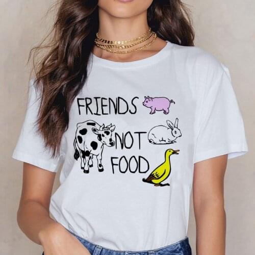 Female T-shirt Vegetarian T-shirt Cartoon graphics T-shirt cute Korean style HarajukuT-shirt Ulzzang 90s top tee female