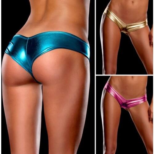 Sexy Lingerie Panties for Women Underwear Solid Flashing Opaque Patent Leather Imitation Leather Panty Shining G-String sexy