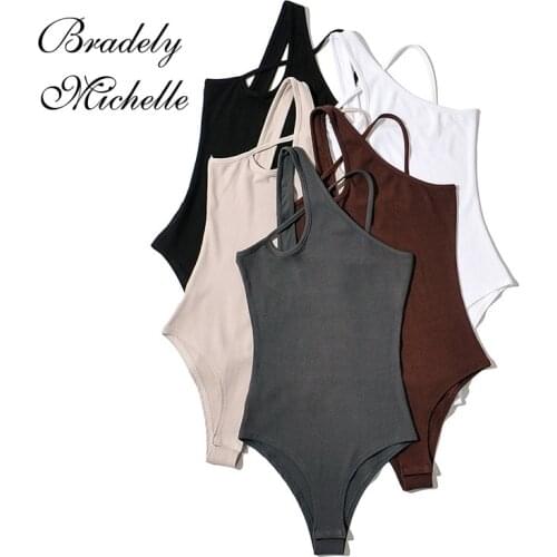 BRADELY MICHELLE 2021 Summer NEW Arrival Off Shoulder Sexy Fashion Sleeveless Skinny Knitted Bodysuits