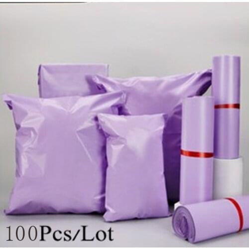ZK20 100Pcs Purple Courier Mailer Bags Mailing Express Bag Packaging Poly Package Plastic Self-Adhesive Envelope Postal Pouch