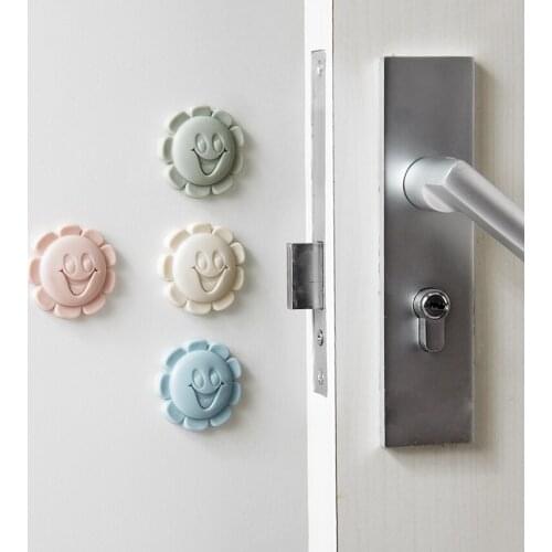 1pc Door Stops Self Adhesive Door Buffer Thickening Wall Protectors Cartoon flower Door Handle Bumpers for Door Stopper