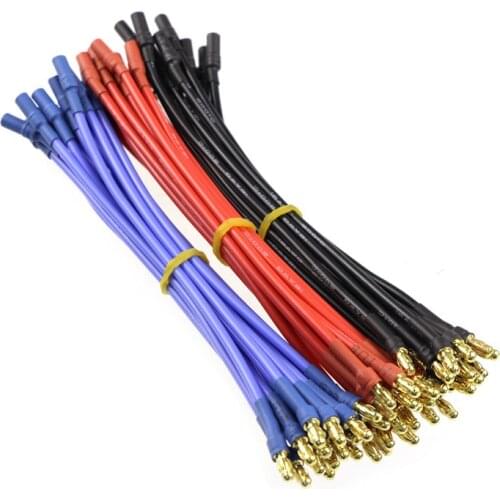 3PCS Amass 3.5mm Banana Connector 16AWG Silicone Extension Wire 10cm 20cm 30cm 40cm 50cm for RC Drone Motor ESC Black+Red+Blue