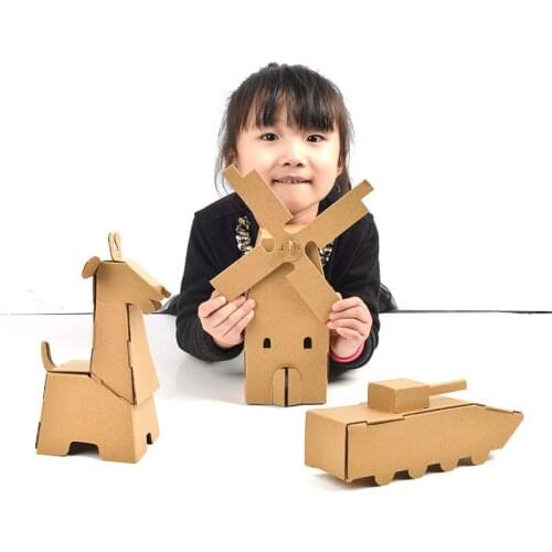 New Model Educational Handmade Corrugated Cardboard 3D DIY Puzzle Coloring Assembled Model Coloring Graffiti Toy for Kids Gifts
