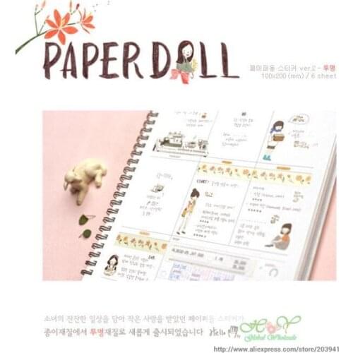 6pcs/lot Sweet Girl Korean Girl Diary Pvc Decorative Toy Stickers label office school stationery supplies