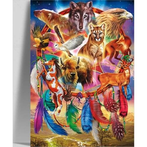 Spirt Animal Full Drill Diamond Painting Tiger Lion Eagle Embroidery Cross Stitch for Home Decoration