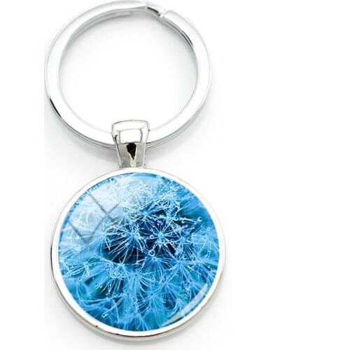 TAFREE Crystal Clear Water Drops Keychains Dewdrop On The Plants Photos Key Ring Ice Crystal Glass Dome Fashion Jewelry