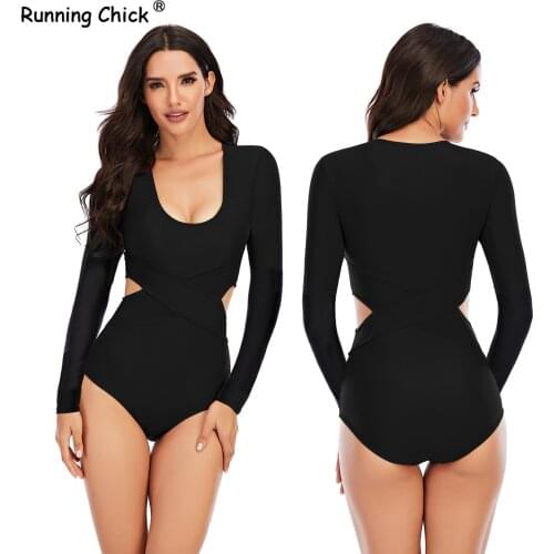 One-piece long-sleeved surf suit sunscreen womens swimsuit hot spring diving suit