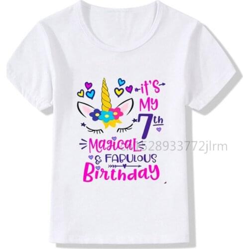 Kids It Is My 7th Birthday Print T-shirts Boy&Girl I Am 7 Funny Gift Tshirt Baby 7 Year Old T Shirt Children Tops
