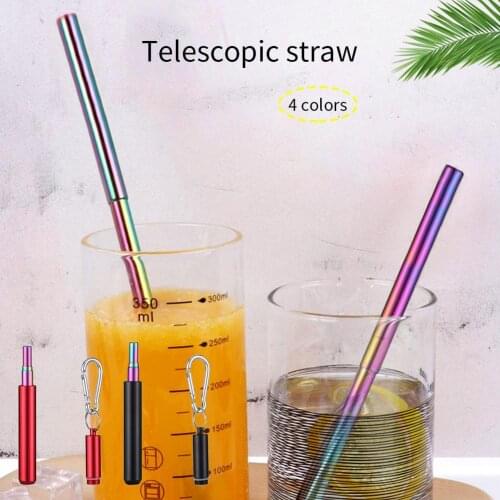 Eco-friendly Folding Straw 304 Stainless Steel Telescopic Straw Extendable Disassemble Environmentally-friendly Telescopic Straw