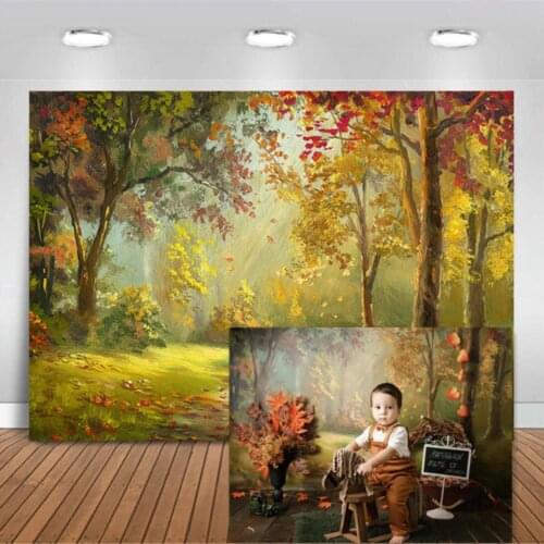 Photography Backdrop Oil Painting Autumn Natural Forest Photo Background Newborns Baby Studio Portraits Birthday Decor Photocall