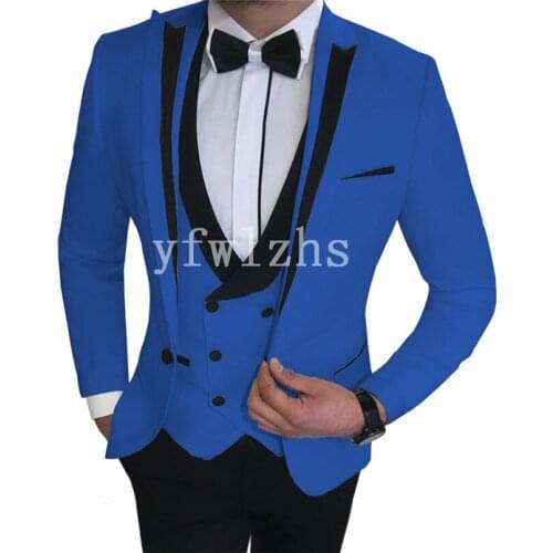 Handsome One Button Groomsmen Peak Lapel Groom Tuxedos Wedding Dress Men Suits Blazer Prom Dinner (Jacket+Pants+Tie+Vest) B124