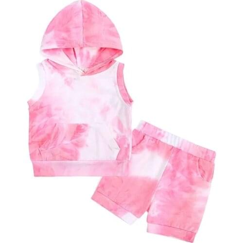 Toddler Baby Cool Boy Clothes Fashion tie-dye clothes for kids Camouflage Vest Clothes Shorts Two-piece Suit Baby Boy Clothes