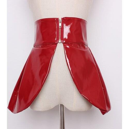 Fashion Leather Girdle Zao Xing Gan Waist Leather Skirt Decoration Wide Belt Shape Mock Two-Piece Female Harajuku Women Belt