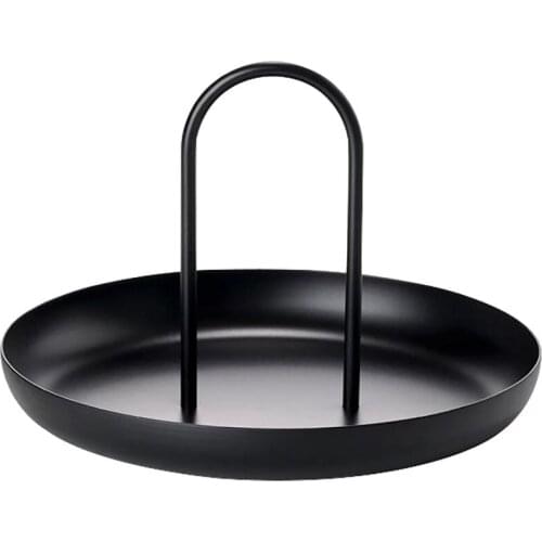 Desktop Storage Tray Nordic Round Jewelry Trays Living Room Kitchen Table Meal Snack Tray Plate with Handle Home Decor
