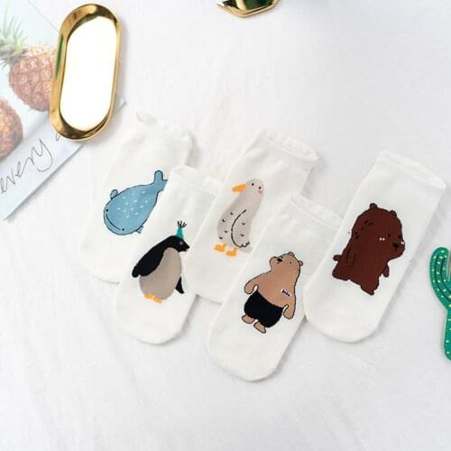 Cartoon cute animal short socks funny dinosaur fox penguin bear kawaii womans socks Korean style female cute socks cute socks