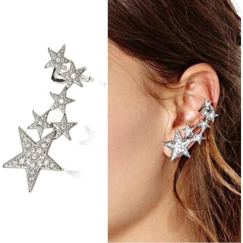1 PCS Elegant Ear Climber Shing Stackable Stars CZ Zircon Stud Earrings For Women Crystal Studs Brincos oorbellen Female Jewelry