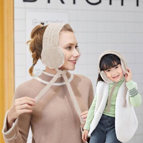 2021 New Fashion Women Winter Warm Plush Earmuff Ear Warmer Solid Color Knitted Women Plush Earmuffs Orejeras De Invierno