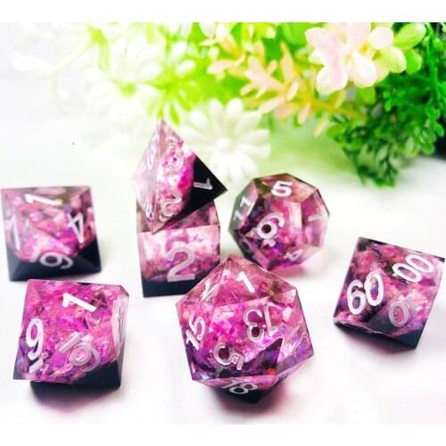New RPG Dice Dnd dice set Upscale Resin Transparent Polyhedral Dice Ocean Heart Flash dadi dados rol D6 D20