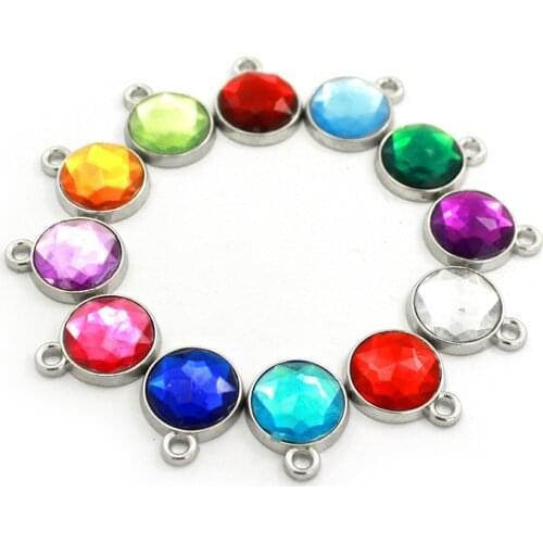 10pcs 12.5mm Birthstone DIY Birthday Stones 12 Months Alloy Size Charms Pendants
