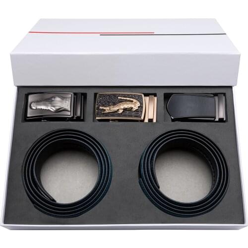 Barry.Wang Crocodile Leather Belts With Automatic Buckle Genuine Leather Luxury Brand Belt Black Brown Belts For Male HZ-0085