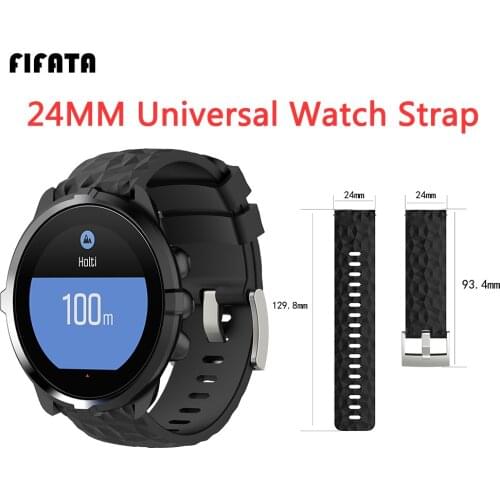 FIFATA 24MM Soft Silicone Watch Strap For Suunto 9/9 Brao Smart Watch Wristband For Suunto 7 Series Sport Watch Watch Strap Band