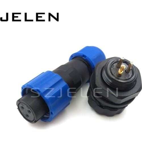 SD13, 3-pin waterproof (female) socket (male), LED cable connector, IP68,Current Rating 5A, Electric vehicle power connector