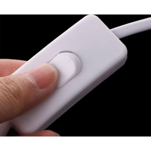 YYSD 1.8m EU Plug Cable White Line with On/Off Switch Button Power Cord For LED Lamp