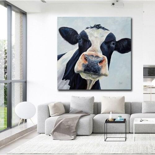 Modern Cute Cow Wall Art Picture Printed Canvas Oil Painting On Prints Dropshipping Cheap Posters Prints For Living Room