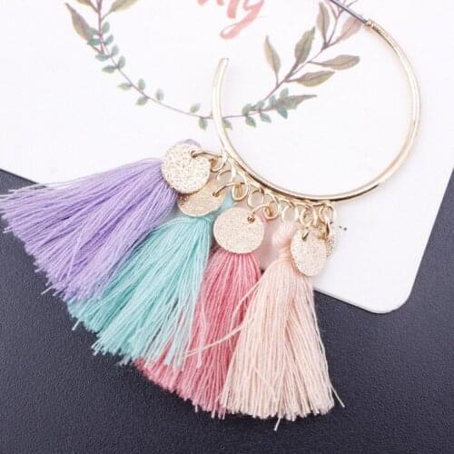 Fashion trend geometric semicircle jewelry ethnic style tassel pendant earrings simple charm exquisite ladies jewelry