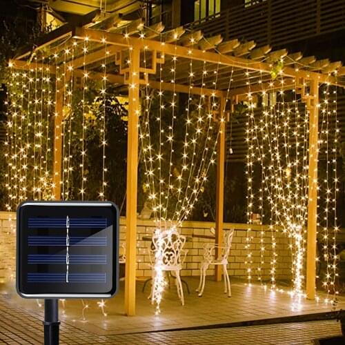 Solar Garlands Led String Curtain Light Decoration New Year Christmas Wedding Party Indoor Outdoor Garden Street Living Room 3M