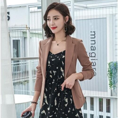 2021 Spring Autumn New Red Blazer Outerwear Blazers And Jackets Temperament Single Button Office Lady Notched Female Fashion